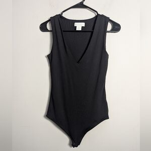 House Of Harlow Deep V Body Suit Black Sleeveless Tank Sz S